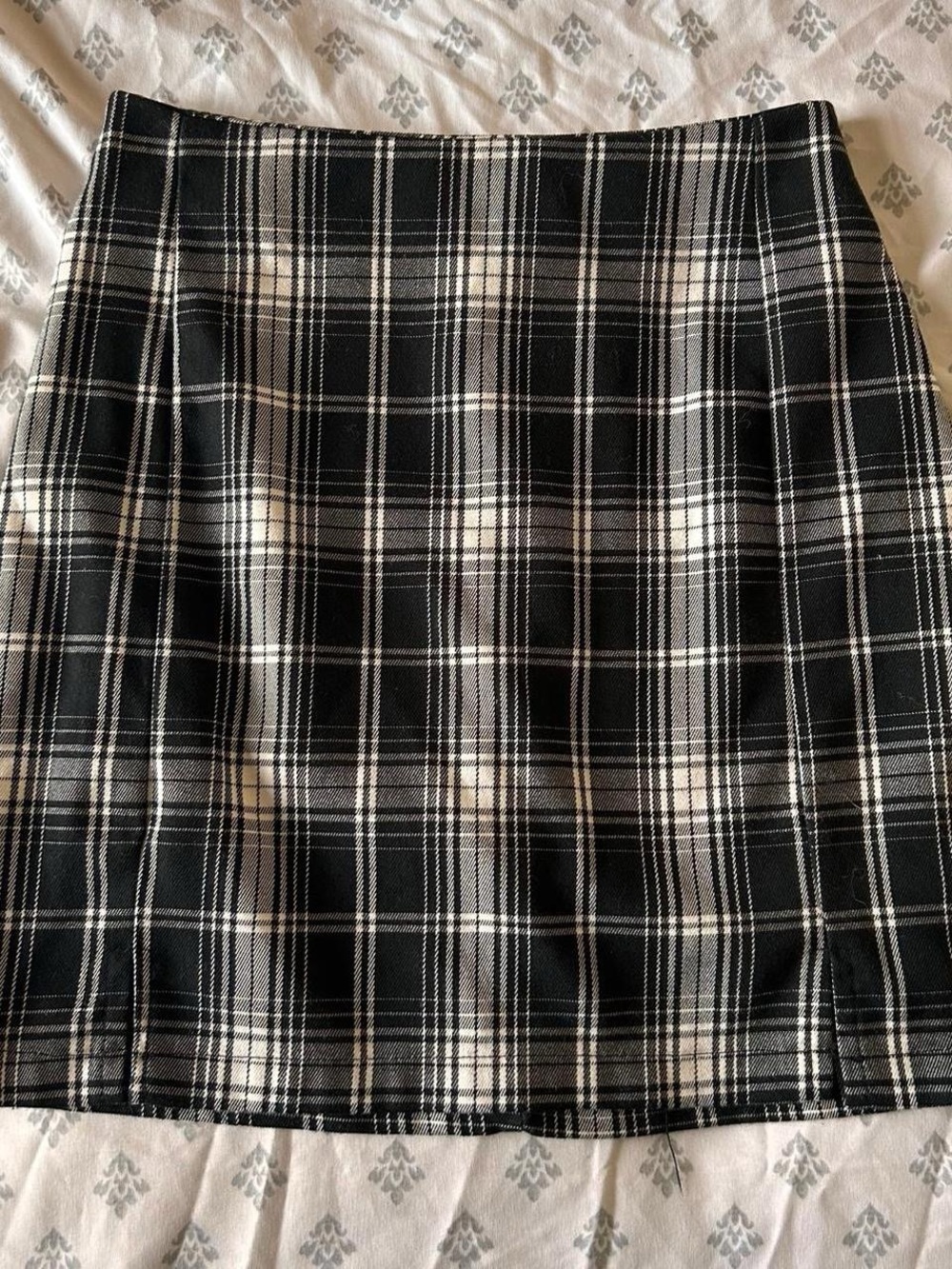 Brandy Melville Black & White Plaid Mini Skirt